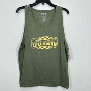 Billabong Men's Size Small Green Graphic Cream Tank Top Beach Surf Summer NWT